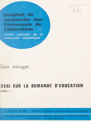 cover image of Essai sur la demande d'éducation (1)